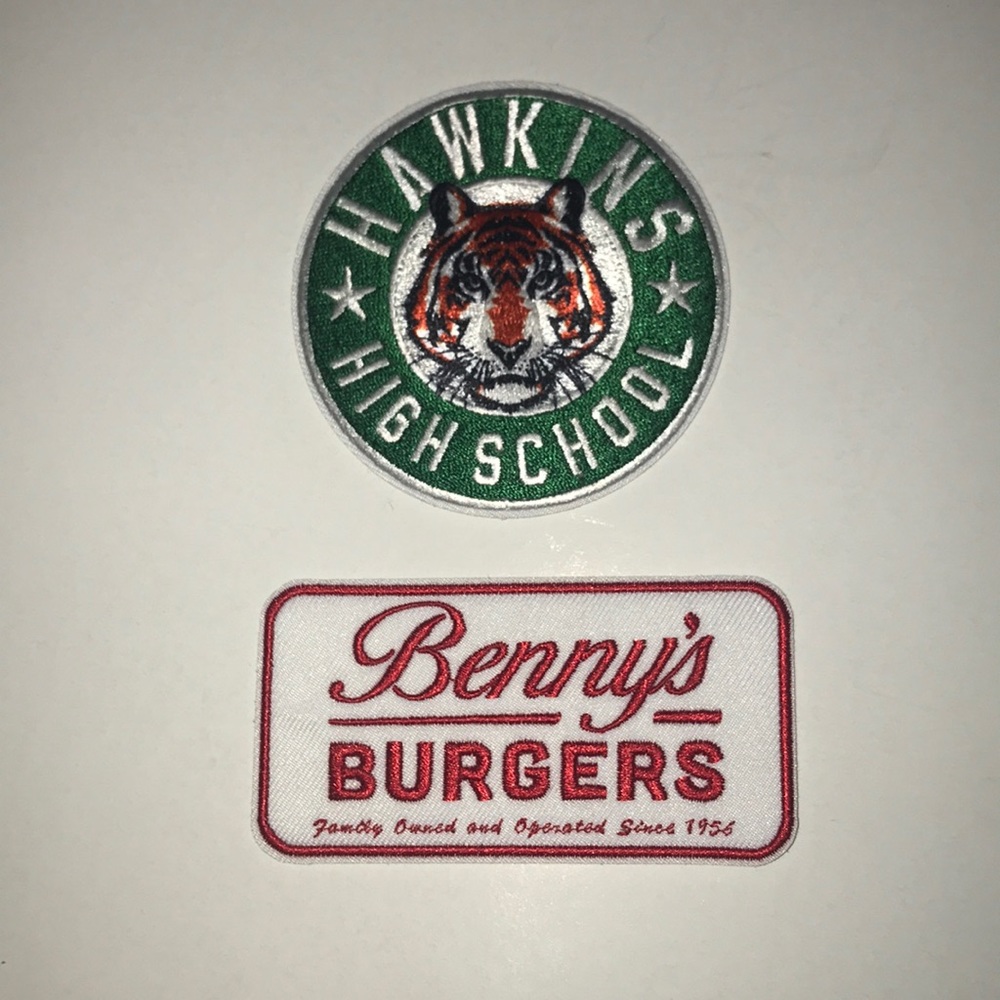 Stranger Things themed iron-on patches.